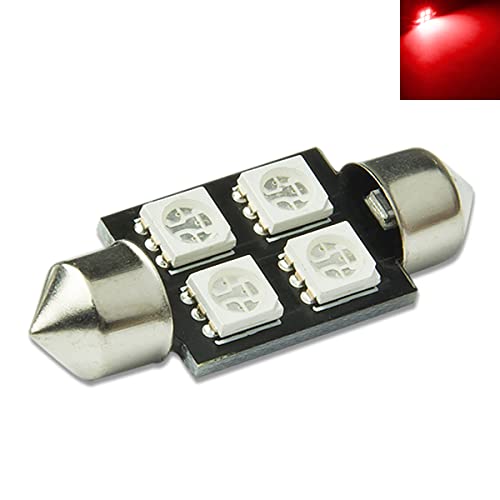 Auto Dynasty 11mm X 36mm 4-SMD 5050 Festoon Red LED Light Bulb