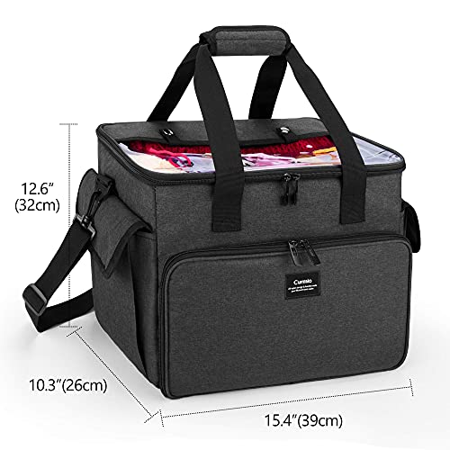 Curmio Knitting Bag, Yarn Storage Tote With Compartments For Knitting Needles, Crochet Hooks, Knitting Project And Accessories, Bag Only, Black #TOP5