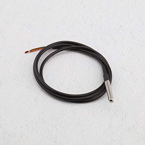DS18B20 Digital Temperature Sensor Stainless Steel Waterproof Probe with 1 Meter Cable Measuring -55°C to +125°C Pack of 5