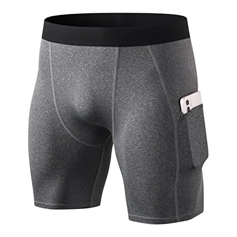 Men's Compression Shorts with Pocket Quick Dry Elastic Gym Running Base Layer Shorts Cover