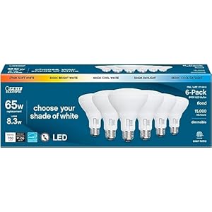 Feit Electric LED 5-Color Choice – BR30 65W Equivalent – 750 Lumen, 2700K Soft Whit, 3000K Bright White, 4000K Cool White, 5000K Daylight and 6500K Cool Daylight