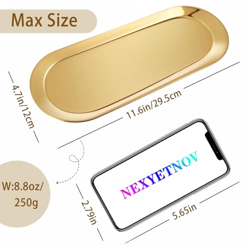 Nexyetnov Gold Tray, Vanity Trays for Bathroom and Dresser Counter, 12" 2 Pack by Nexyetnov - Used condition - Image 2