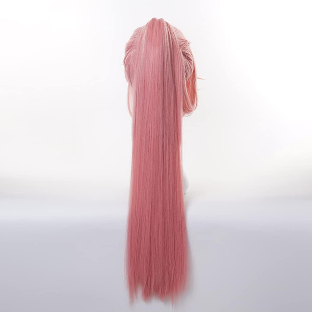Pink Ponytail Long Straight Cosplay Wig with Bangs Heat Resistan Synthetic Costume Hairs for Women Halloween Cos Anime Party Replacement Wigs - Image 3