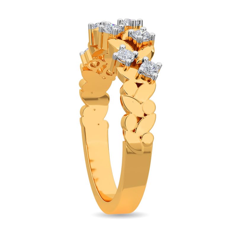Image of KISNA 14k / 18k Real Gold & Diamond Ring | Diwali, Rakhi Rakshabandhan Gift for Sister /Bhabhi /Women | With Certificate of Authenticity & BIS-Hallmarked Gold Jewellery | Justine Ring