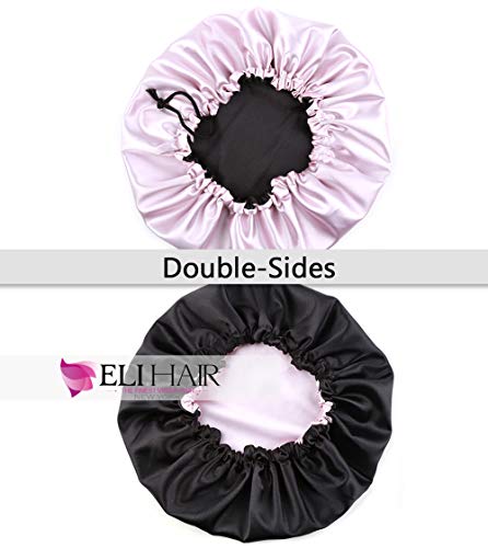 Image of Stain Bonnet Silk Sleep Cap Adjustable Satin Cap for Night Sleeping Hair Bonnet Reversible Double Layer