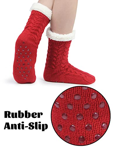 Image of Slipper Socks for Women with Gripper - Winter Non Slip Thick Fuzzy Socks - Warm Cozy Christmas Gift