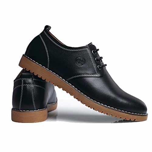 [CHENGFA] カジュアルシューズ メンズ デッキシューズ ウォーキング ワーク 革靴 快適 ビジネスシューズ 紳士靴 レースアップ 通気性(44、ブラック