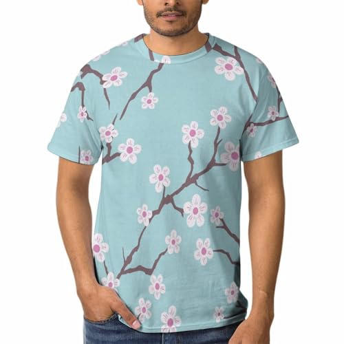 T-Shirts À Col Rond Fleur De Pêcher Homme vêtement basique manches courtes