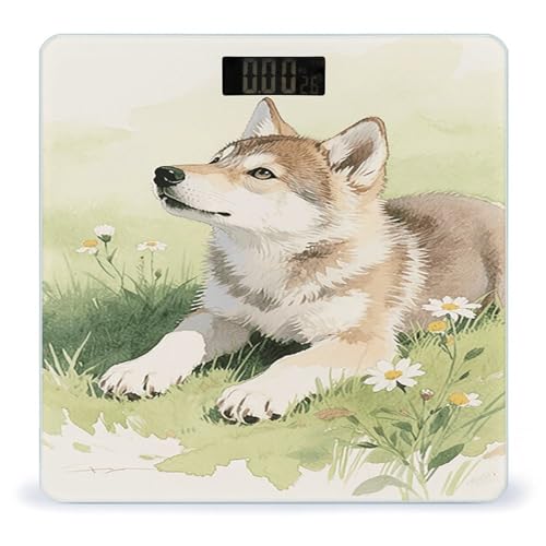 Báscula Digital de Baño Watercolor Wolf Cub miniatura 1