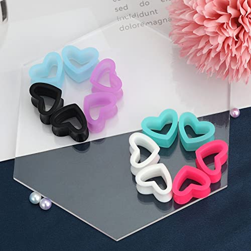 Qmcandy 6 Pairs Heart Shape Silicone Tunnels Piercing Flexible Double Flared Ear Gauges 12mm by Qmcandy - Used condition - Image 3