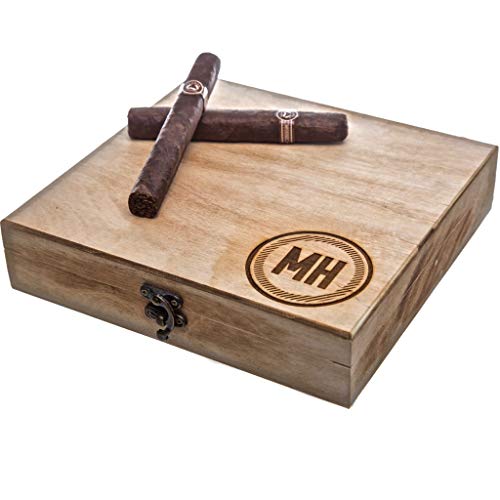 Swanky Badger Personalized Cigar Box â€“ Wooden Cigar Holder Groomsmen Gift â€“ Includes Custom Laser Engraving â€“ 9 x 8.5 x 2 Inches (Circle)