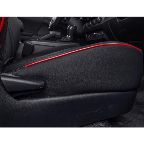 Image of EKR Custom Fit Tacoma Car Seat Covers for Toyota Tacoma 2024 2025 2026 Xtra Cab SR - Full Set,Faux Leather(Black with Red Trim)