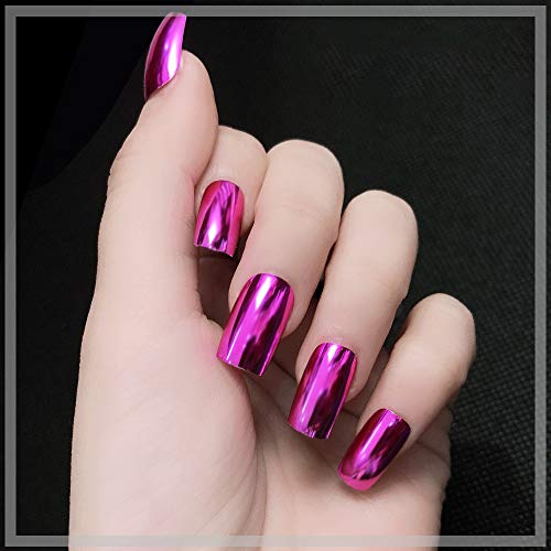 Mirror False Nails Full Cover Point Metallic Acrylic Nail Tips 24pcs/box Art Design Tips 14 Colors Optional Easy for Daily wear (UV13)