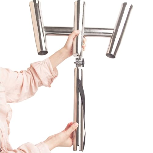 Mojiate 3 Tube Rod Holder-Stainless Steel Trident Outrigger Stylish-Tree Triple Rod Holder Adjustable Silver Kite Fishing Mount 3-Rod Racks for Boat, Ship, Yacht by Mojiate - Used condition - US$55.56