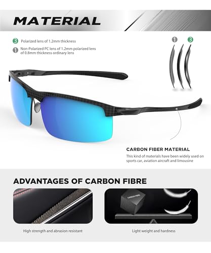 Image of ANYLUV Polarized Sunglasses for Men Carbon Fiber Sunglasses with UV400 Protection for Fishing Driving Gift