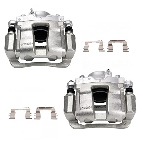 Image of TRQ Front Driver and Passenger Side Brake Caliper Set Caliper Brackets Hardware Compatible with 2011-2014 Hyundai Sonata 2.4L 2015 Sonata Hybrid 2015 Limited Hybrid 2011-2016 Kia Optima 2.4L