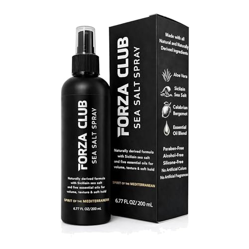 FORZA CLUB Sea Salt Spray | Volumizing & Texturizing Sea Salt Spray for Men | Sicilian Sea Salt Spray for All Hair Types | Alcohol, Paraben, and Sulfate Free | 6.77 Oz/ 200mL | Made in the USA