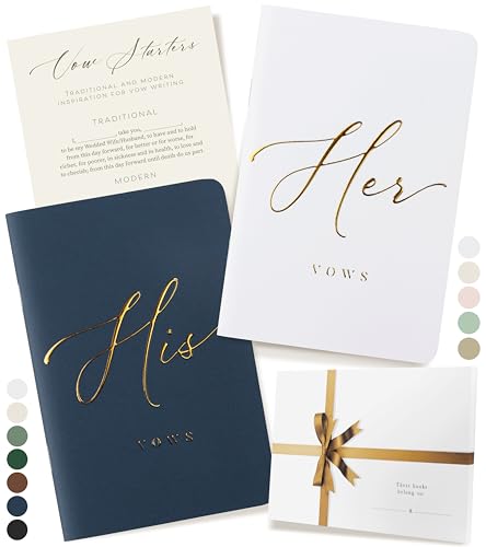 ARTESORI Premium Wedding Vow Book for Her & Him, Soft Touch, Gold Foil, 28 Lined Pages, Wedding Vow Books His and Hers, Wedding Essentials, Wedding Registry Ideas, His and Hers Gifts [White & Navy]