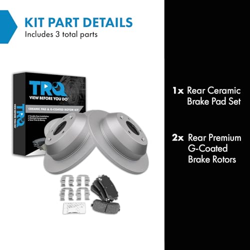 Image of TRQ Rear Brake Pad and Rotor Set Ceramic Coated Rotors Compatible with 2015-2020 Kia Sedona