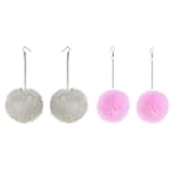 Colorful Faux Fur Fluffy Ball Earrings - Handmade Soft Plush Pom Pom Dangle Drop Earring for Women Winter Jewelry