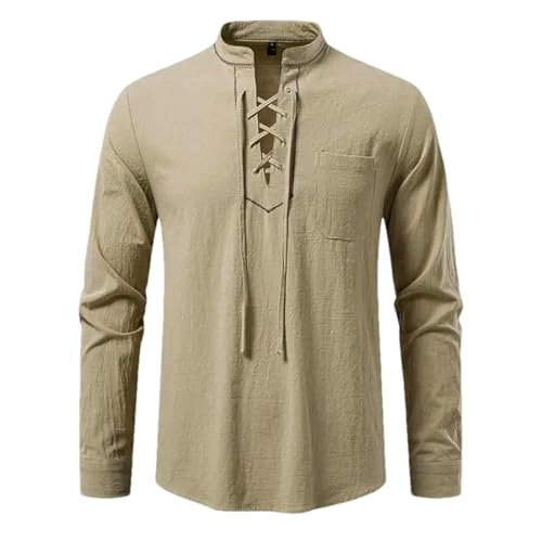 T-shirt médiéval homme aux finitions brodés de qualité supérieure et col Henley