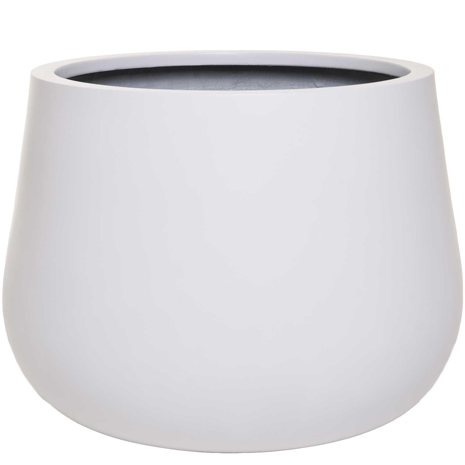 VIVANNO Blumentopf Pflanztopf Fiberglas GIRAR - Weiß Frostsicher 37 cm | Runder Pflanzkübel für Innen und Außen, Wetterfest in Matt Weiß, moderner Übertopf für Terrasse, Balkon und Wohnzimmer