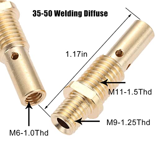 46Pcs Mig Welding Gun Parts Kit .035" For Lincoln Magnum 100L And Tweco Mini/#1 Style Standard，40Pcs Contact Tips 11-35 0.035" + 3Pcs Gas Nozzles 21-50 1/2" + 3Pcs Gas Diffusers 35-50 #TOP4