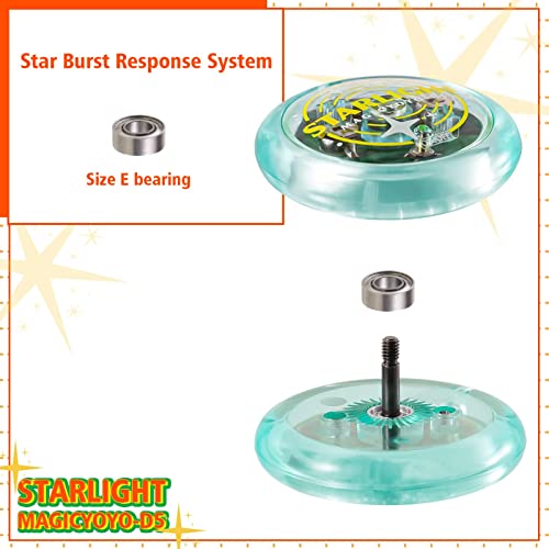 MAGICYOYO Professional Light Up Yoyo D5 with Led Light, Responsive Yoyo for Kids Beginners, Looping Yo Yo for Entry Level, Bonus 6 Yoyo Strings, Yoyo Glove, Yoyo Bag (Crystal Green) - Thumbnail 7