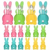 Lysjoy 12 Stück Bestecktasche Ostern, Tischdeko Oster Bestecktasche Filz Mit Hasen, Ostern Bestecktaschen Ostertischdeko, Easter Bunny Utensil Cutlery Holders für Aufbewahrung von Partyutensilien (A)