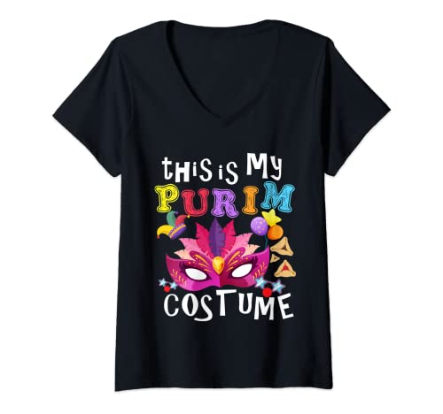 Mujer Este es mi Purim disfraz judío Purim regalo Camiseta Cuello V