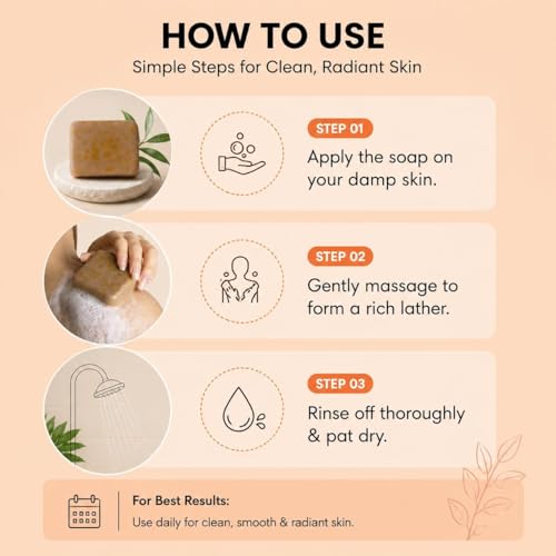 Image of Sandalwood & Saffron Handmade Bath Magic Soap for Tan Removal and Skin Brightening, Paraben Free, for Men & Women, 100g (Pack of 1)