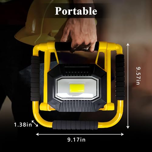 LONLEEYU 1600 Lumen Rechargeable LED Work Light Cordless, Folding Portable COB Lights with 4 Modes, Cordless 360° Rotation IP65 Waterproof for Outdoor Camping Hiking Workshop Car Repairing — view 6
