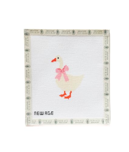 Kitted Hand Painted Vream Goose with Pink Bow (Kitted with Threads)