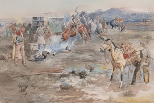 Peinture à l'huile Charles Marion Russell Toile Cowboy de 1896