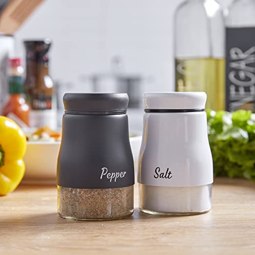 image for Salt and Pepper Shakers Set, Bivvclaz 5 Ounce Stainless Steel Salt and