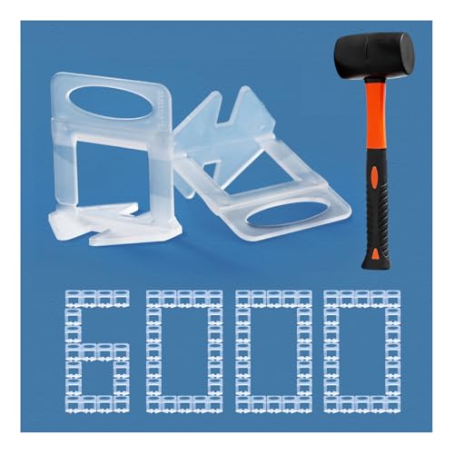 Tile Leveling System with 6000 spacers and 16 oz rubber mallet