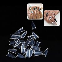 Fake Nail, 500Pcs Stilettos Sharp False Nail Art Tips Salon Manicure Decoration, con 10 tamaños diferentes para salones de uñas postizas y decoración de uñas DIY (Transparent)