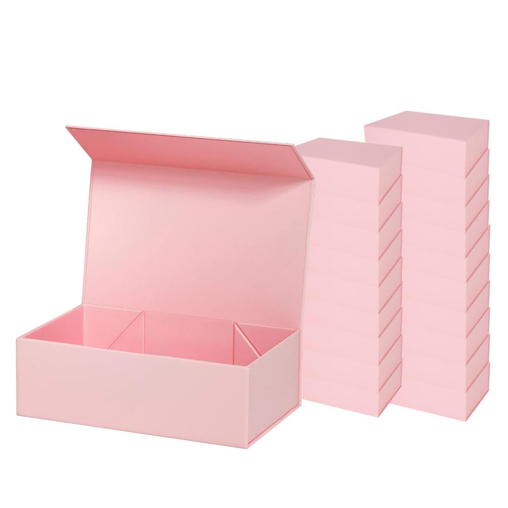 Lot de 20 Boîtes Cadeaux Roses avec Fermeture Magnétique Boîtes d'emballage Rectangulaires Pliables Idéales pour Mariages, Noël, Anniversaires, Fête des Mères,Pink 20 Pack,10.2×7.5×3.1in