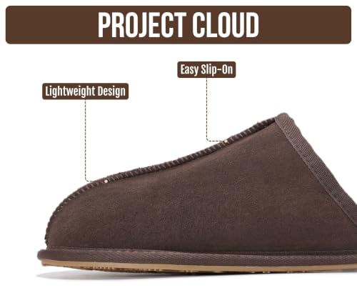 Image of Project Cloud Men's 100% Genuine Leather Shearling Memory Foam Slippers