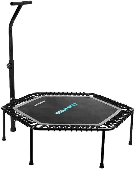 Cecotec Trampolín de Fitness Adultos Ø 127cm Desmontable y Plegble Drumfit Jump 1270. Cama Elástica 127 cm de Diámetro, Altura Ajustable en 6 Niveles, Base de 7 Patas, Máximo Peso 100Kg