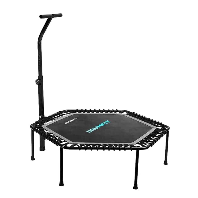 Cecotec Trampolín de Fitness Adultos Ø 92-127cm Desmontable y Plegble Drumfit Jump 1270, Cama Elástica 127 cm de Diámetro, Altura Ajustable en 6 Niveles, Base de 7 Patas, Máximo Peso 100Kg