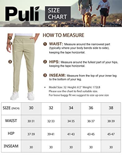 Puli Men's Jogger Sweatpants With Zipper Pockets Slim Fit Nylon Stretch Athletic Track Pants For Running Workout Grey 34 #TOP5