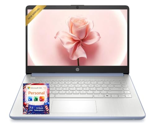Image of HP Everyday Slim Laptop with Copilot AI • 2026 Edition • Intel 4-Core N150 CPU • 4GB RAM • 128GB SSD + 1TB Cloud Storage • Microsoft 365 • Windows 11 • Thin & Portable • w /o Mouse