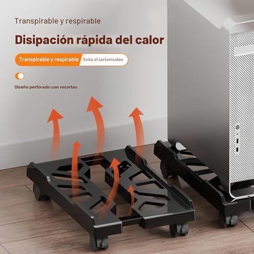 Miniatura 5 de Eymobad Soporte Para Cpu Para Pc, Soporte Ajustable Para Torre De Computadora, Con Ruedas Giratorias Y Bloqueo, Carro De Cpu Para Debajo Del Escritorio Blanco