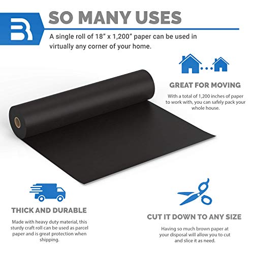 Black Kraft Arts And Crafts Paper Roll - 18 Inches By 100 Feet (1200 Inch) - Ideal For Paints, Wall Art, Easel Paper, Fadeless Bulletin Board Paper, Gift Wrapping Paper And Kids Crafts - Made In Usa #TOP1