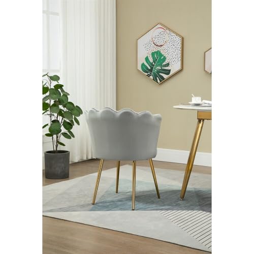 Image of Set of 2 Accent Chair for Living Room | Modern Armchair in Soft Velvet Fabric with Sturdy Legs | Premium Chair for Home Living Room Bedroom Restaurent | (Flower Design, Light Grey)
