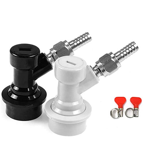 OneBom Ball Lock Disconnect, Gas & Liquid Corny Keg Fittings, MFL 1/4’’ Threaded with 5/16’’ Stainless Steel Barbed & Hose Clamp (Ball Lock Kit)