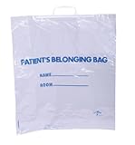 Medline Plastic Patient Belongings Bag with Rigid Handle, Printed, Clear, 18