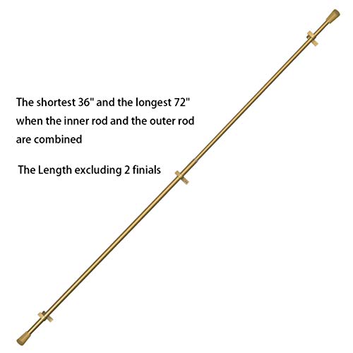 Vimayta 3/4 Inch Curtain Rod With Bevel Finials, 36-72 Inches Premium Metals Curtain Rod, Decorative Drapery Rod Window Treatment, Gold #TOP6