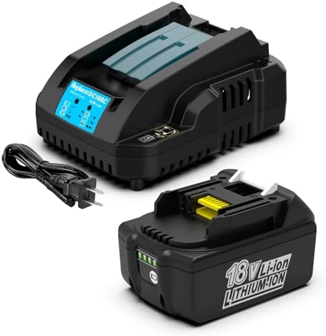Powilling 18V 8.0Ah Replacement Makita 18V Battery + DC18RC Makita Battery Charger for 18 Volt Batteries BL1830 BL1840 BL1850